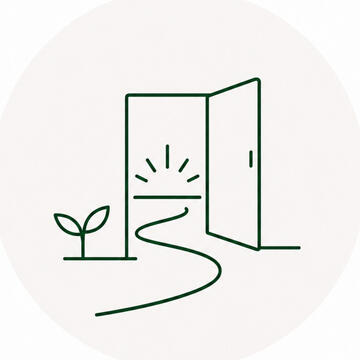 Coaching rond controle en verandering, iets moet veranderen. Afbeelding van een deur die opengaat en dat er ergens buiten een verandering mogelijk is.