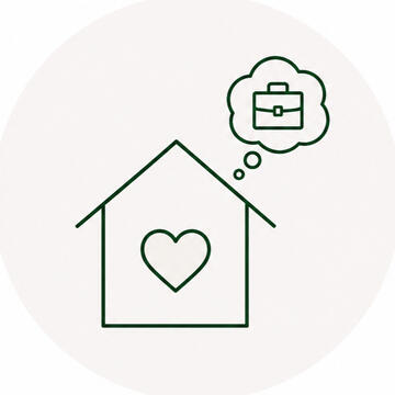 Herkenbare thema’s in coaching thuis zijn, maar niet echt aanwezig Afbeelding van een huis waar de gedachte op het werk is en niet thuis